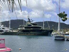 Falmouth Harbour Super Yachts next to Pigeon beach