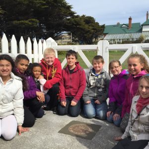 The Government House Walkway marker in Stanley