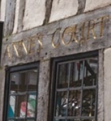 Close up of lettering on Queen Anne's Court