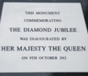 Plaque placed on the statue representing the Queen's diamond Jubilee