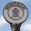 Sign decorated with Windsor's Coat of Arms
