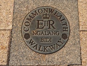 Commonwealth Walkway medal at Parliament House (West side of building)